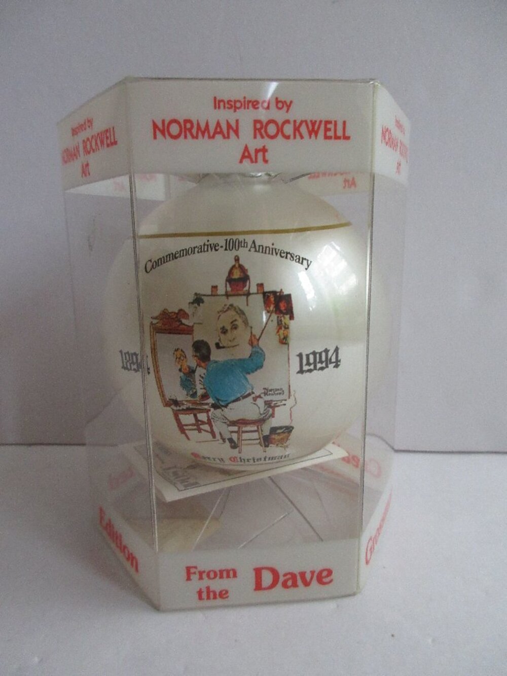 1994 Norman Rockwell Christmas  Ornament Dave Grossman 20th Ed 100th Anniv NEW